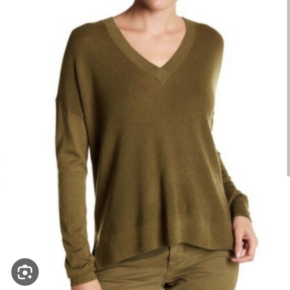 J.Crew Black Label Merino Wool Blend Olive Green Sweater Pullover Size L